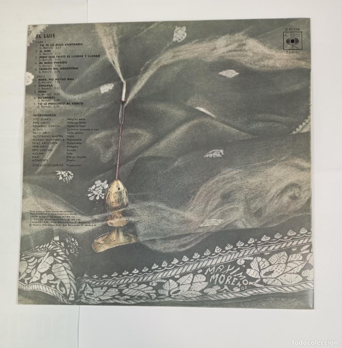 Discos de vinilo: EL LUIS. YO TE LO DIGO CANTANDO. LP. TDKLP6 - Foto 2