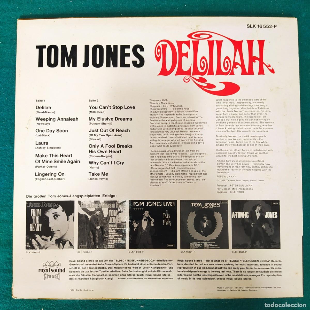 Discos de vinilo: Tom Jones : Delilah 1968 - Foto 2