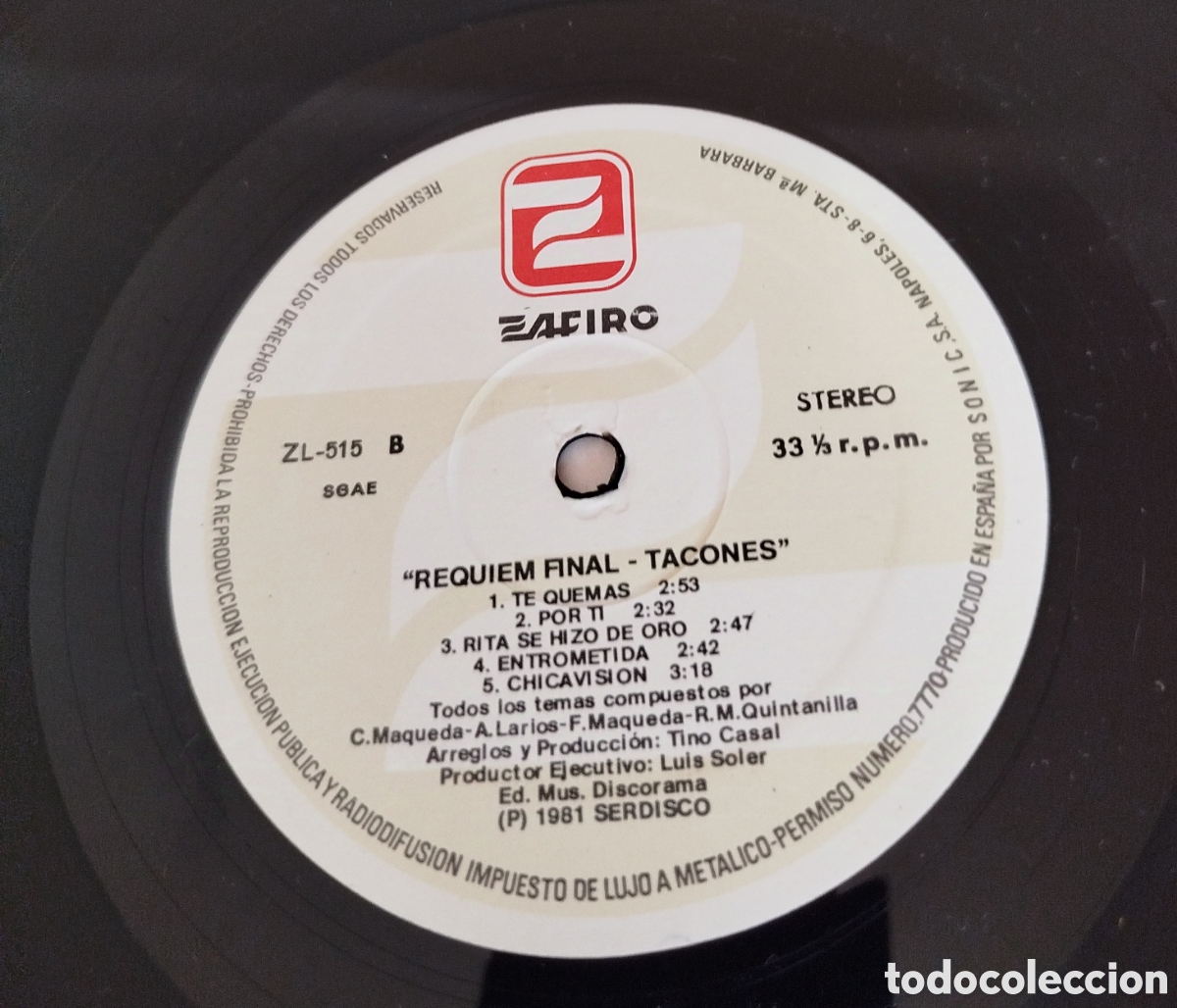 Discos de vinilo: Tacones - requiem final - Foto 3