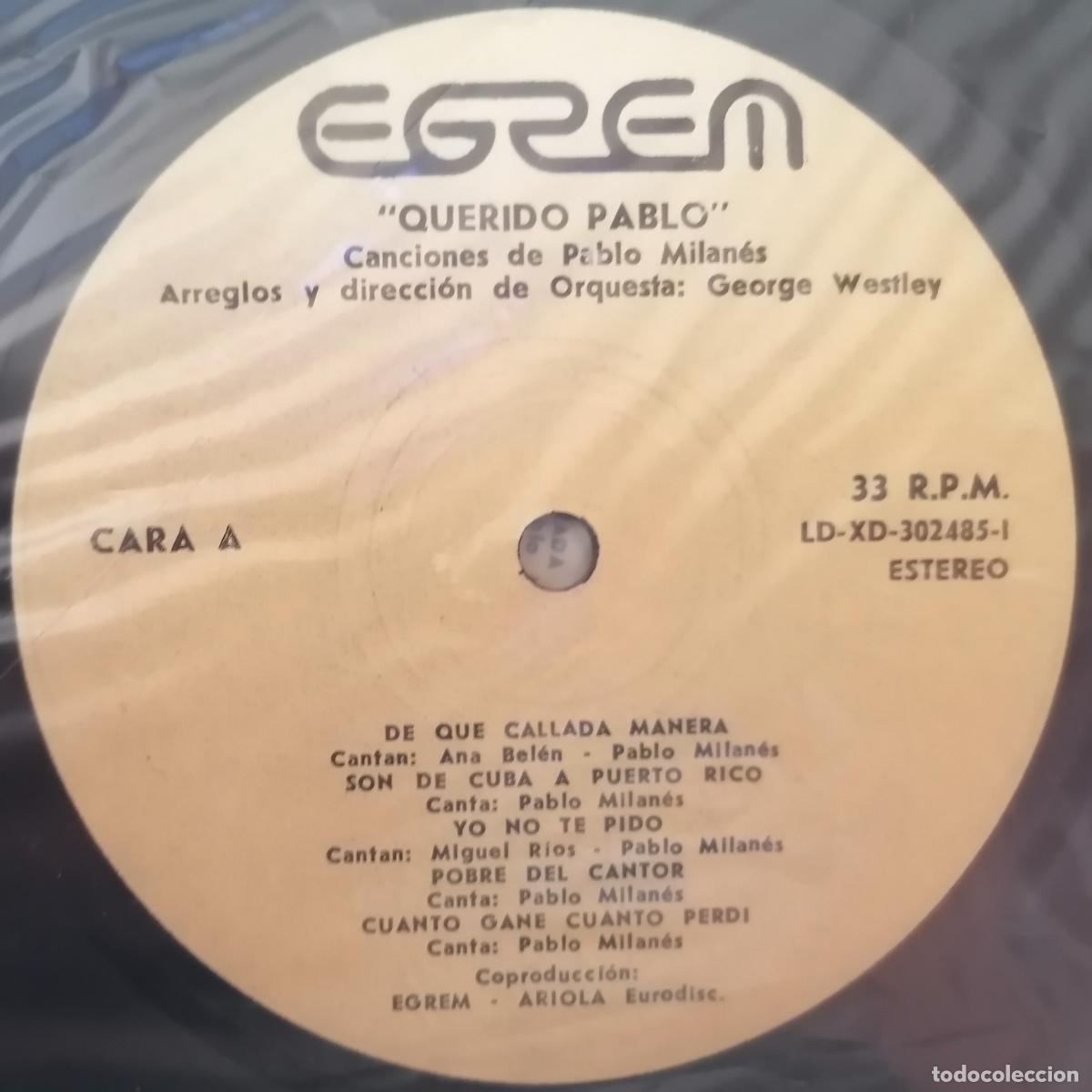 Discos de vinilo: Pablo Milan&eacute;s - Querido Pablo (Egrem, 1985) - Foto 4