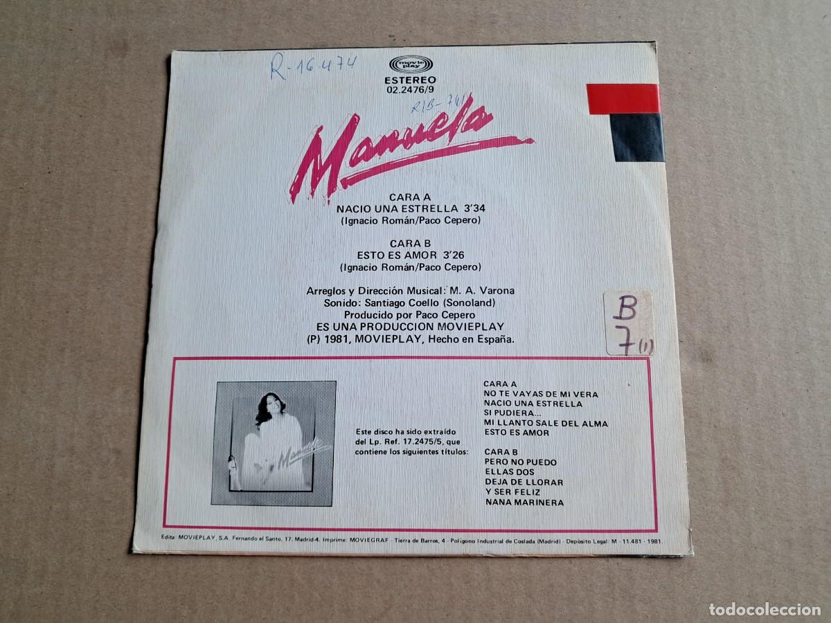 Discos de vinilo: MANUELA - NACIO UNA ESTRELLA SINGLE PROMOCIONAL 1981 - Foto 3