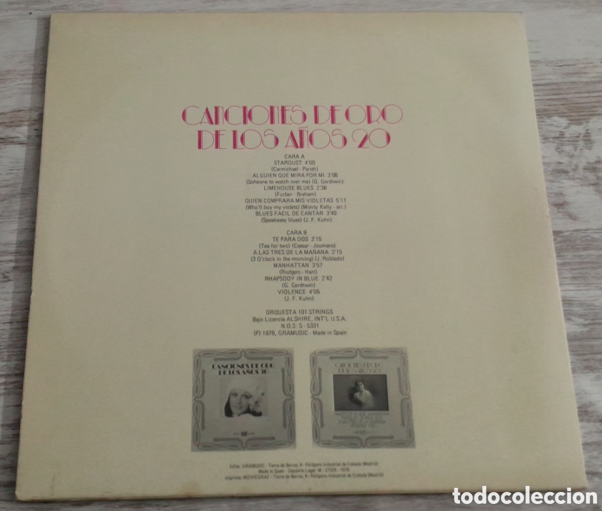 Discos de vinilo: CANCIONES DE ORO DE LOS A&Ntilde;OS 20 - ORQUESTA 101 STRINGS - Foto 2
