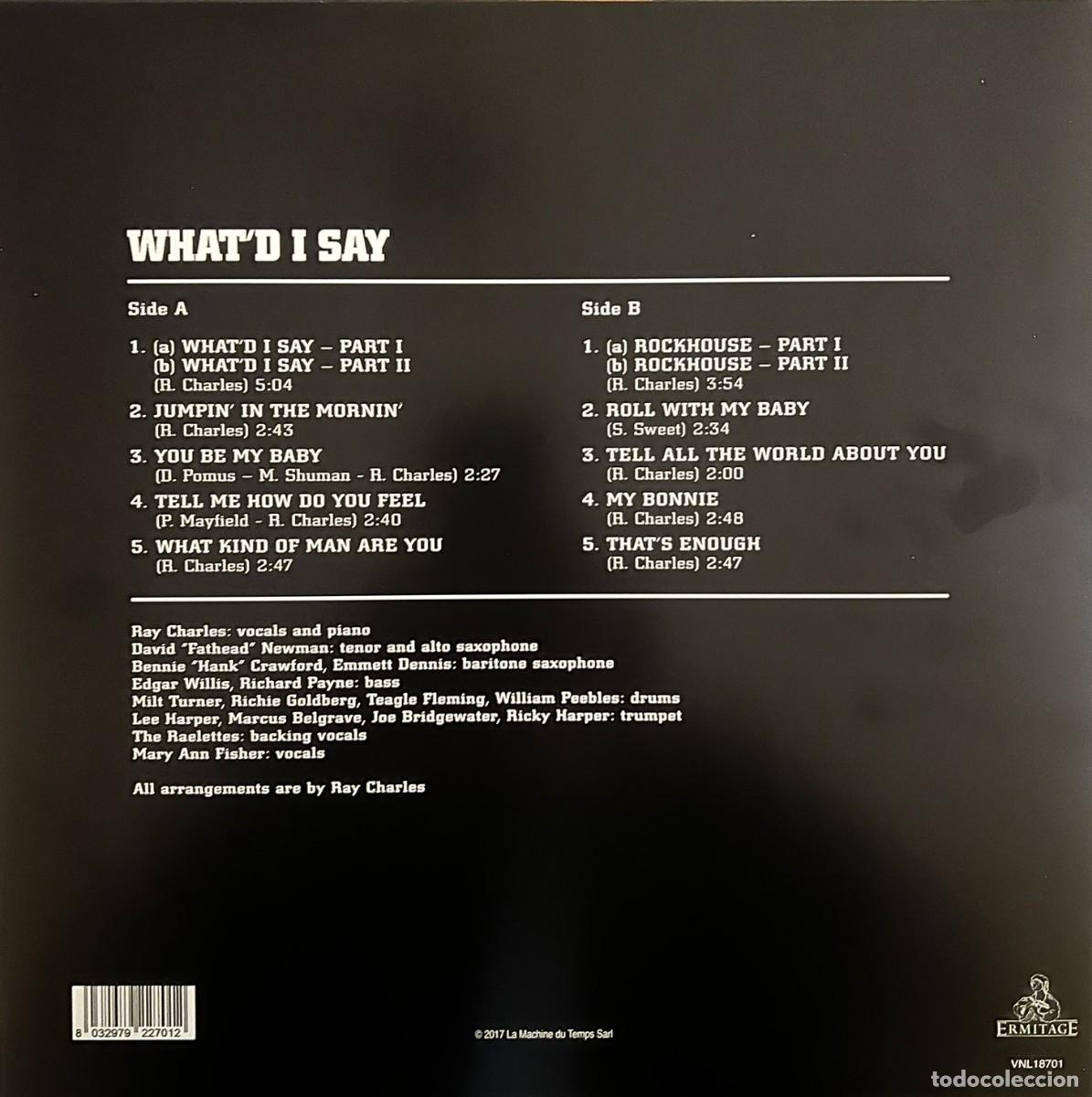 Discos de vinilo: Vimilo LP RAY CHARLES &rdquo;Whatd I Say&rdquo; - Foto 2