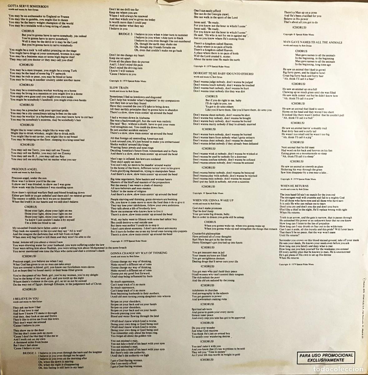 Discos de vinilo: Vinilo LP BOB DYLAN &rdquo;Slow Train Coming&rdquo; CBS 1979 - Foto 4