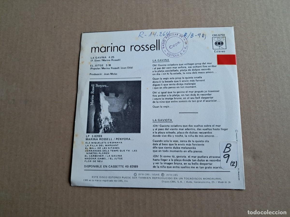 Discos de vinilo: MARINA ROSSELL - LA GAVINA SINGLE 1978 - Foto 3