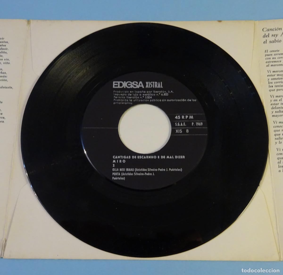 Discos de vinilo: MIRO CANTA CANTIGAS DE ESCARNBO E DE MAL DIZER. EP EDIGSA 1969 - Foto 4