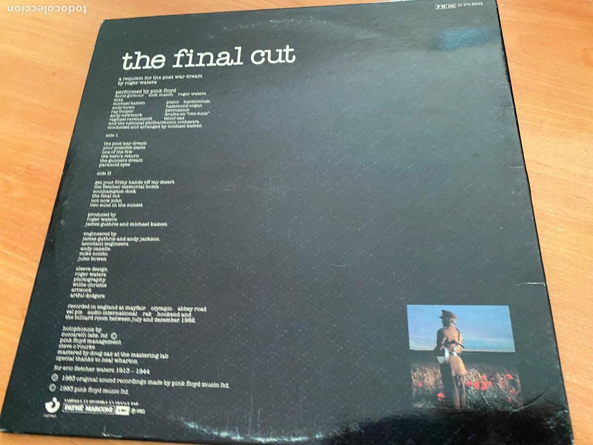 Discos de vinilo: PINK FLOYD (THE FINAL CUT) LP GAT. (B-52) - Foto 4
