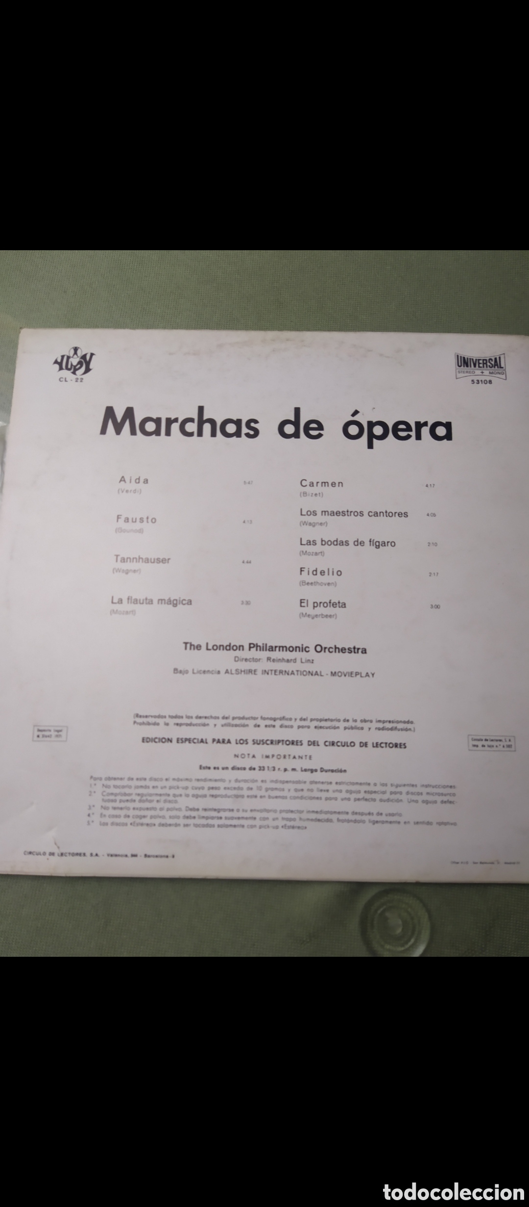 Discos de vinilo: Disco Vinilo Marchas de Opera Edici&oacute;n Especial - Foto 3