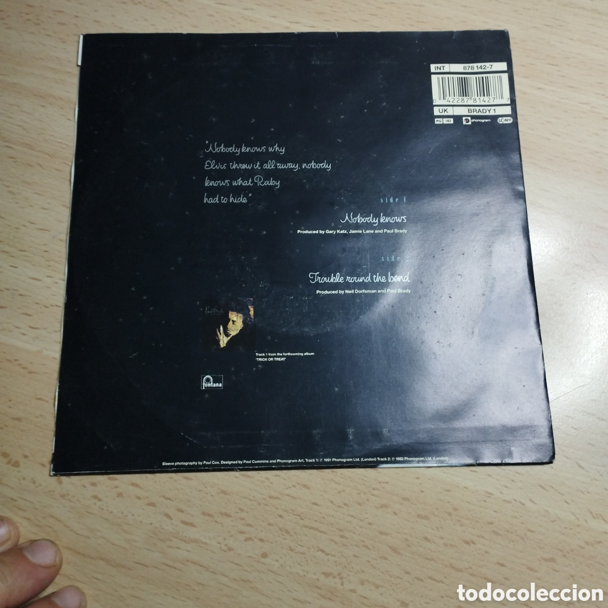 Discos de vinilo: Single 7&rdquo; Paul Brady 1990 nobody Knows - Foto 2