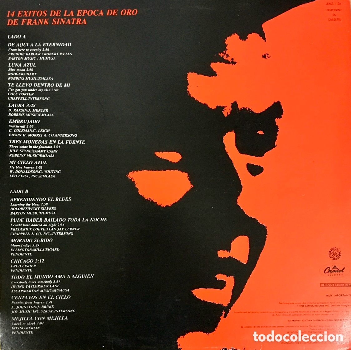 Discos de vinilo: Disco Vinilo LP. Frank Sinatra. &ldquo;14 &eacute;xitos&rdquo;. 1983. - Foto 2