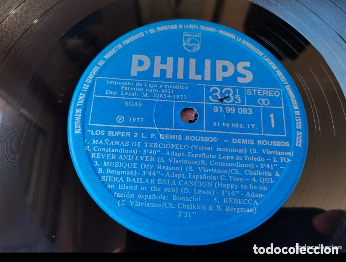 Discos de vinilo: DENIS ROUSSOS -LOS SUPER 2 LP VINILO 1977 - Foto 4