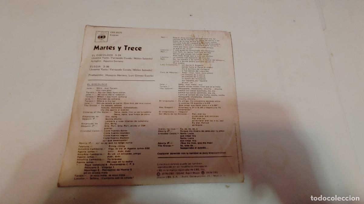 Discos de vinilo: MARTES Y TRECE-SINGLE EL DISCOLOCO - Foto 2