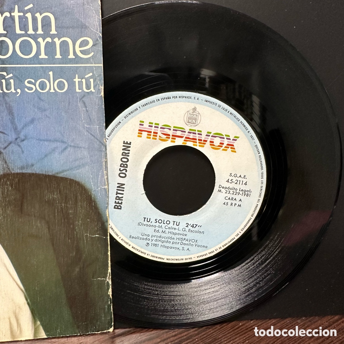 Discos de vinilo: Bert&iacute;n Osborne - T&uacute;, Solo T&uacute; (7&rdquo;, Single) - Foto 3