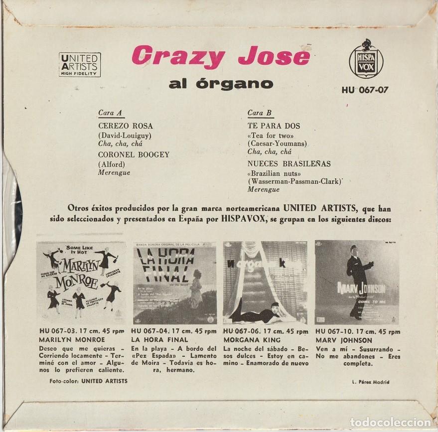 Discos de vinilo: Crazy Jose Al Organo - Ep 4 Temas - Foto 2