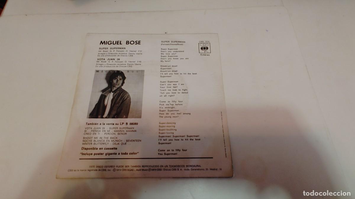 Discos de vinilo: MIGUEL BOSE-SINGLE SUPER SUPERMAN - Foto 2