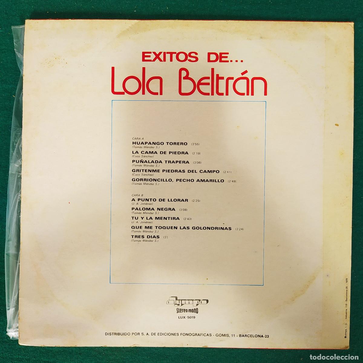 Discos de vinilo: Lola Beltr&aacute;n &ndash; EXITOS DE Lola Beltr&aacute;n - Foto 2