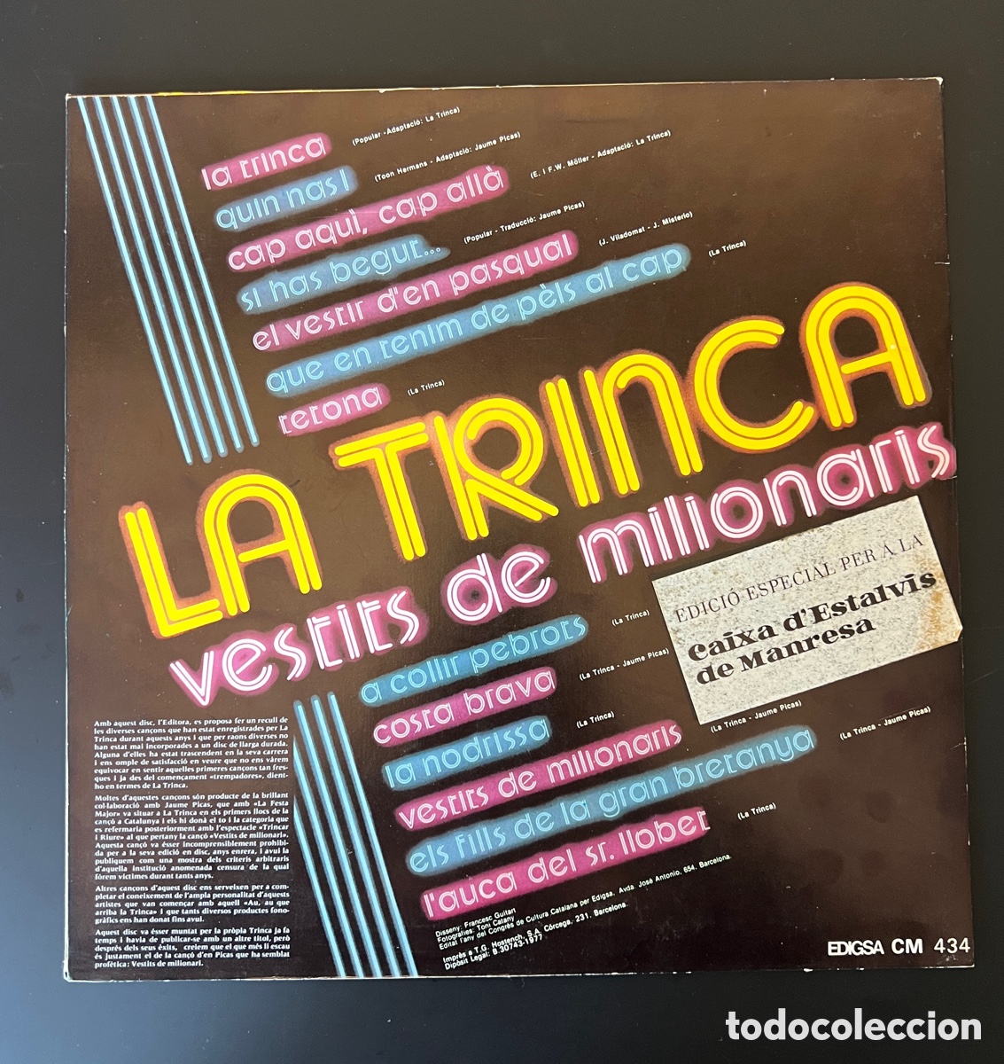 Discos de vinilo: LA TRINCA - VESTITS DE MILLONARIS LP - Foto 2