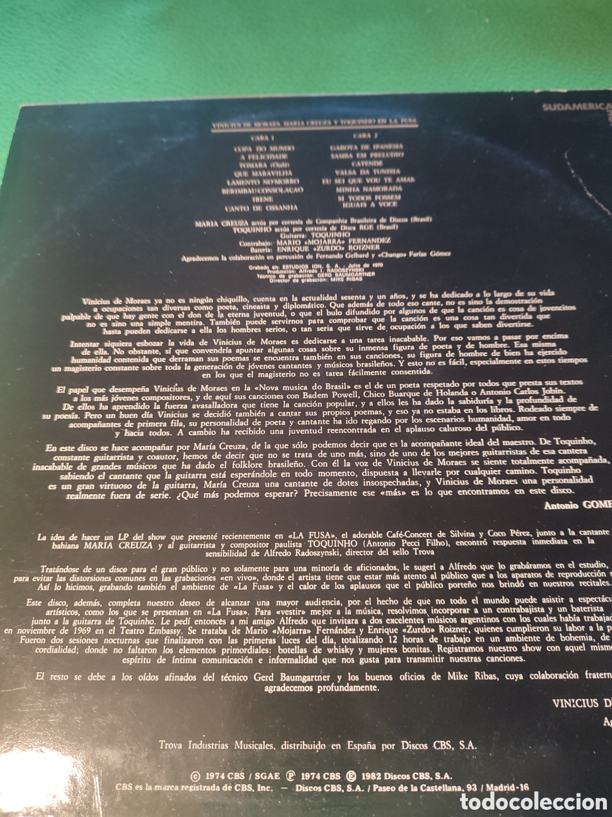 Discos de vinilo: Vinicius de Moraes -:En la fusa vinilo Lp - Foto 2
