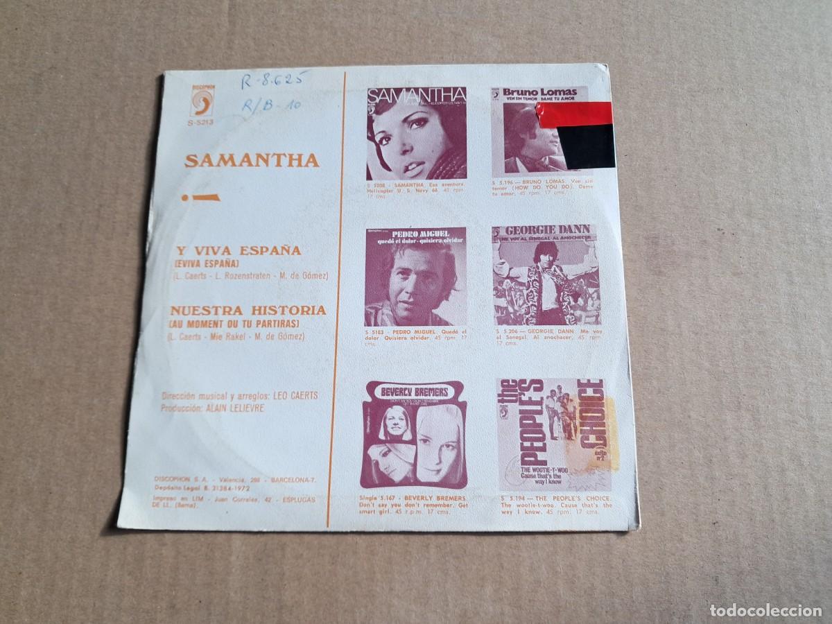 Discos de vinilo: SAMANTHA - Y VIVA ESPA&Ntilde;A SINGLE 1972 - Foto 3