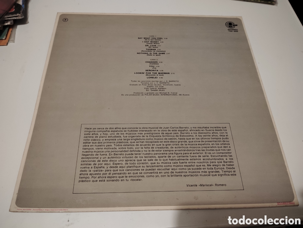 Discos de vinilo: J.C. BARRETO - J.C. BARRETO , 1981 - Foto 2