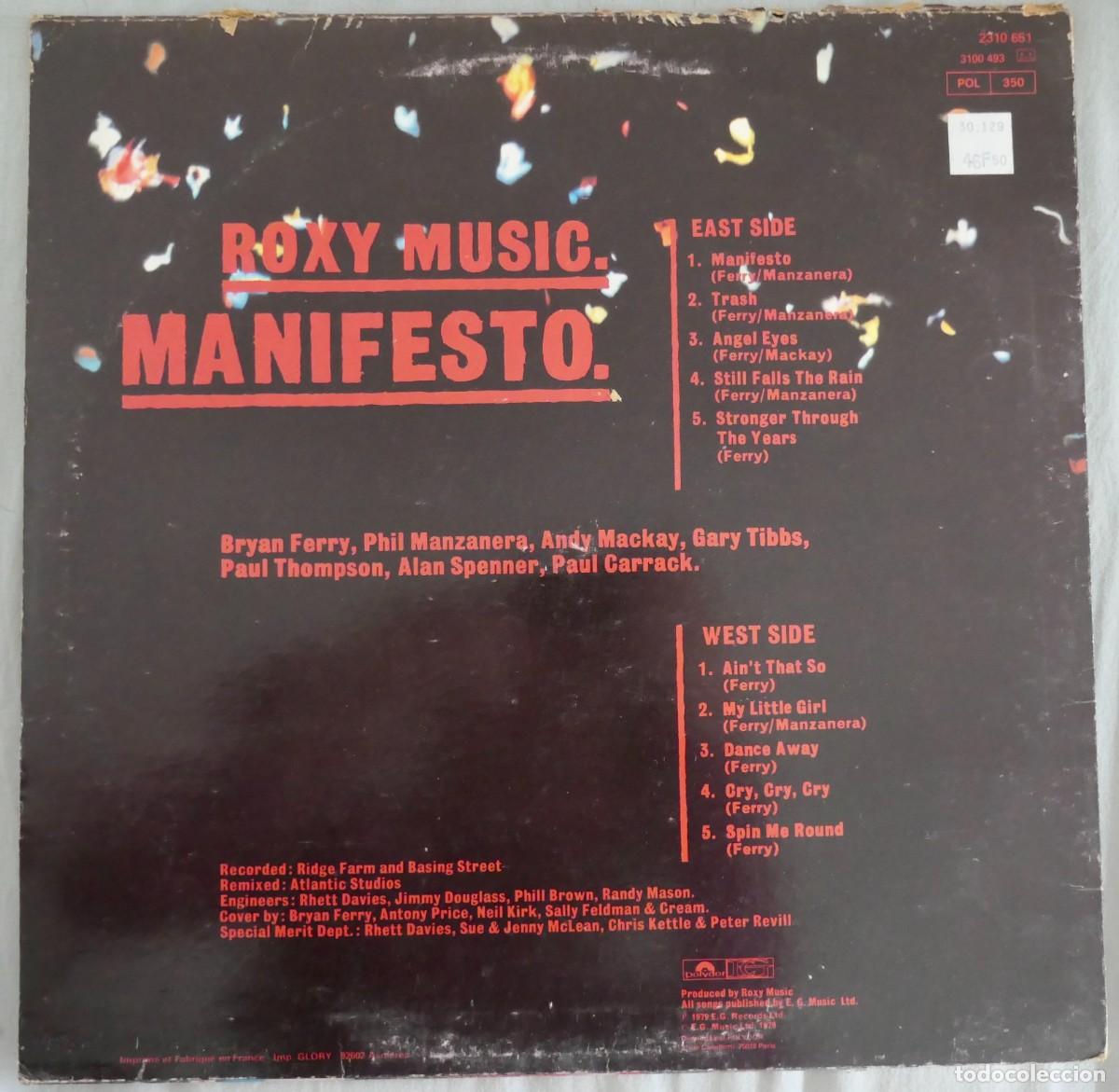 Discos de vinilo: ROXY MUSIC-MANIFESTO- 1979 - Foto 2