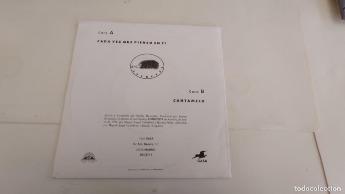 Discos de vinilo: NACHO MASTRETTA-SINGLE CADA VEZ QUE PIENSO EN TI - Foto 2