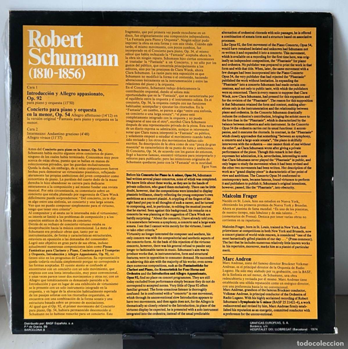 Discos de vinilo: Robert Schumann - Op. 92. / op. 54 - Malcolm Frager / Marc Andreae - LP - Foto 2