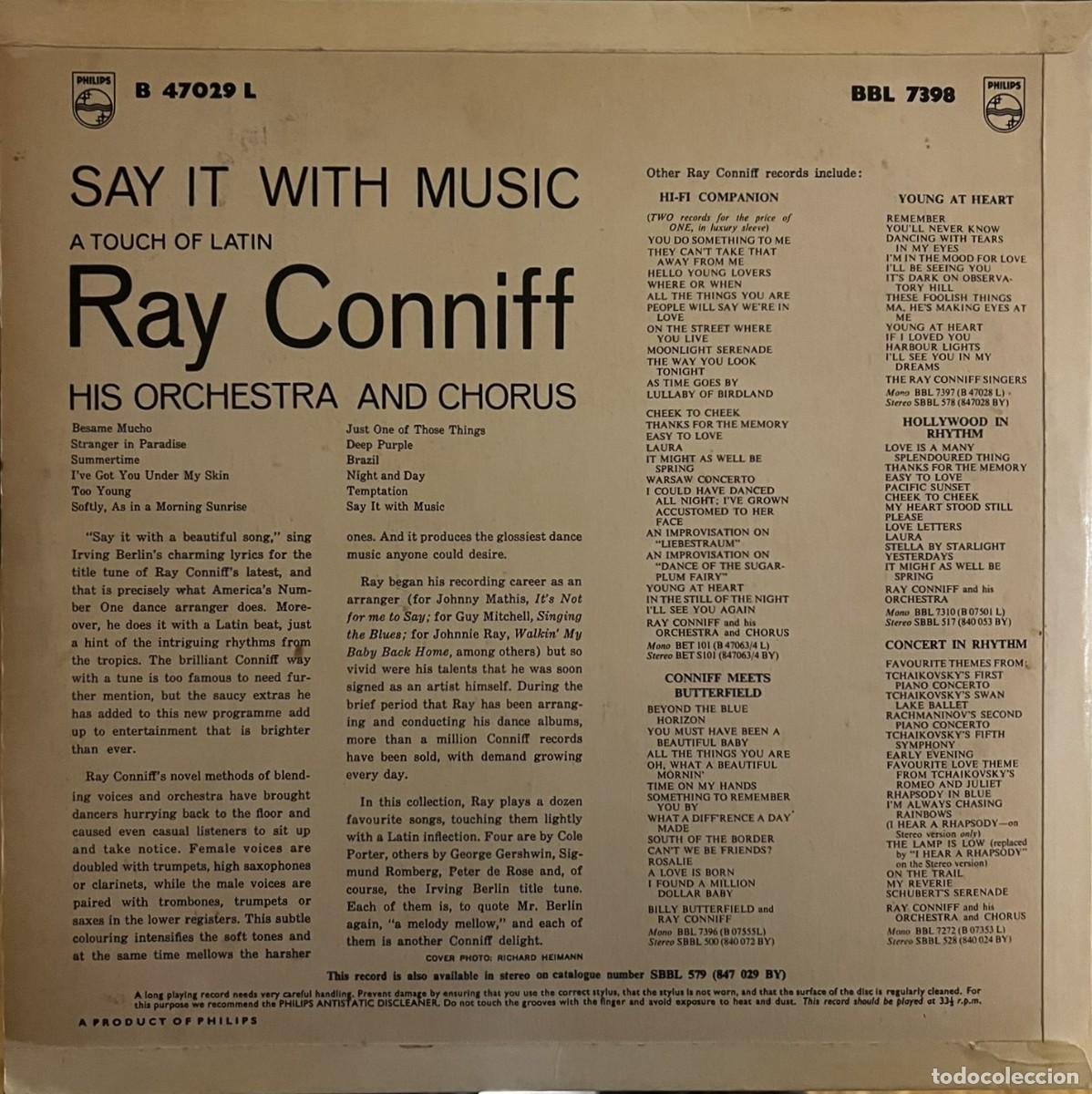 Discos de vinilo: Vinilo LP RAY CONNIFF &rdquo;Say it with music&rdquo; - Foto 2