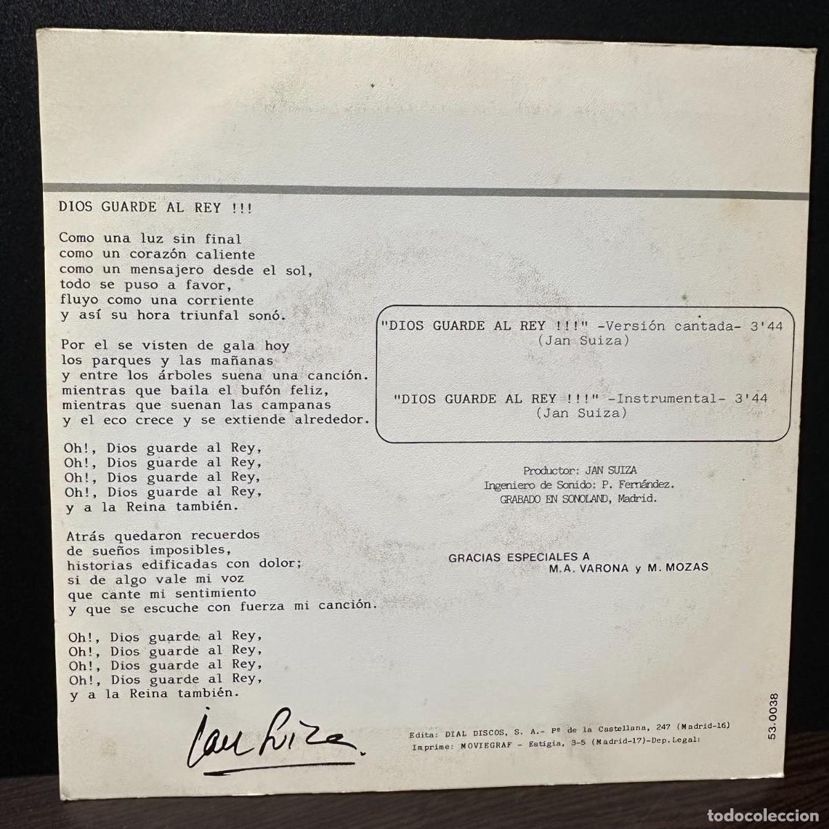 Discos de vinilo: Jan Suiza - Dios Guarde Al Rey (7&rdquo;, Single) - Foto 2