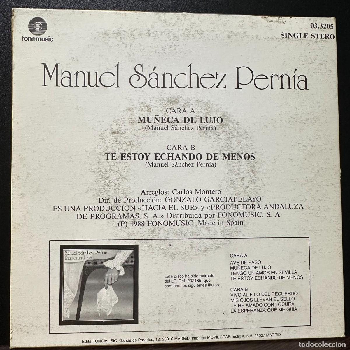 Discos de vinilo: Manuel S&aacute;nchez Pern&iacute;a - Mu&ntilde;eca De Lujo (7&rdquo;, Single) - Foto 2
