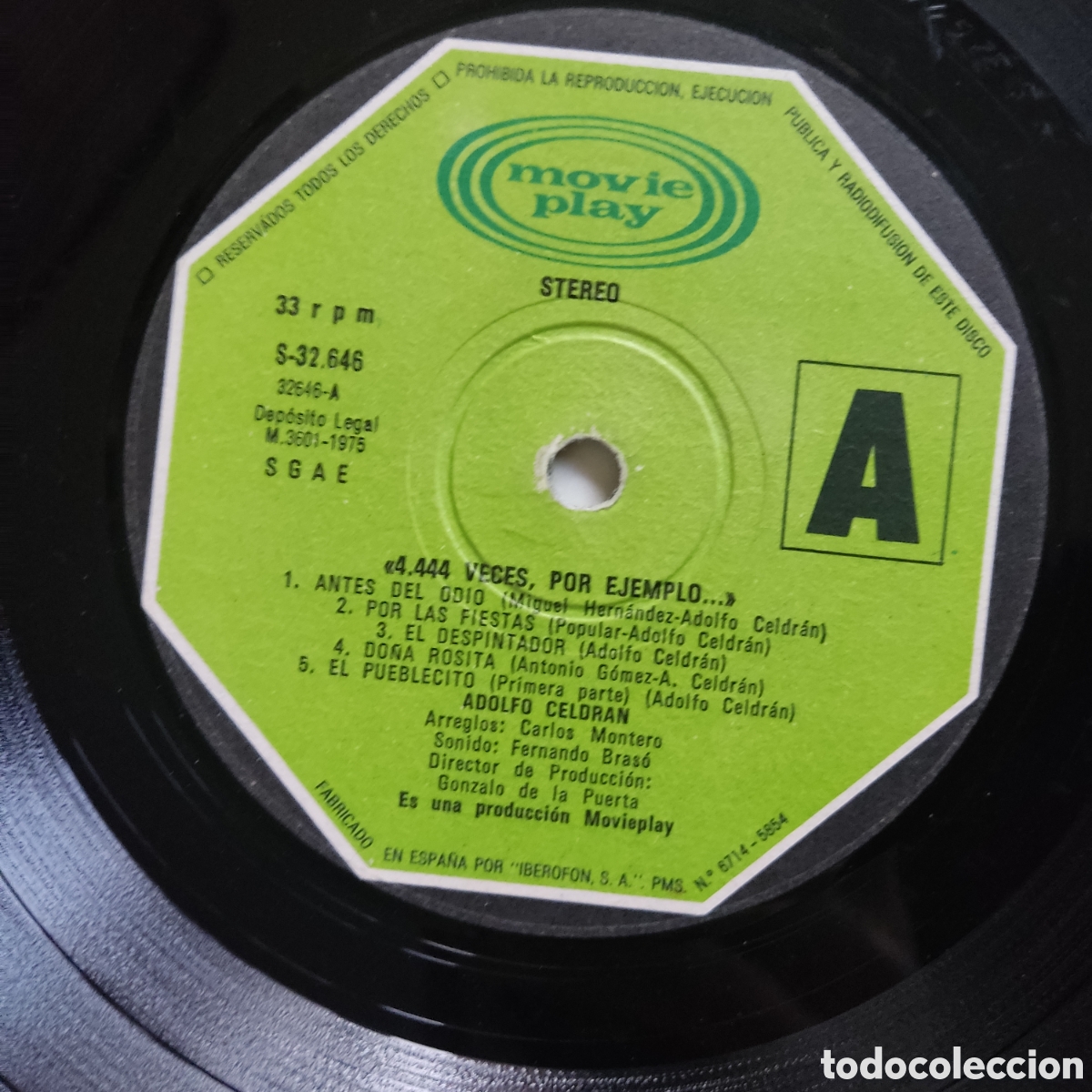 Discos de vinilo: ADOLFO CELDRAN - 4.444 VECES POR EJEMPLO - Foto 4