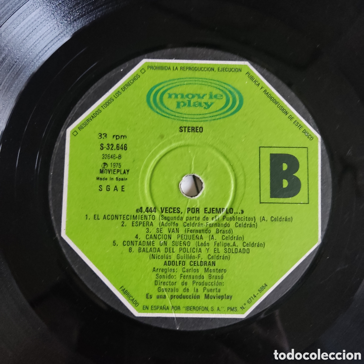 Discos de vinilo: ADOLFO CELDRAN - 4.444 VECES POR EJEMPLO - Foto 5