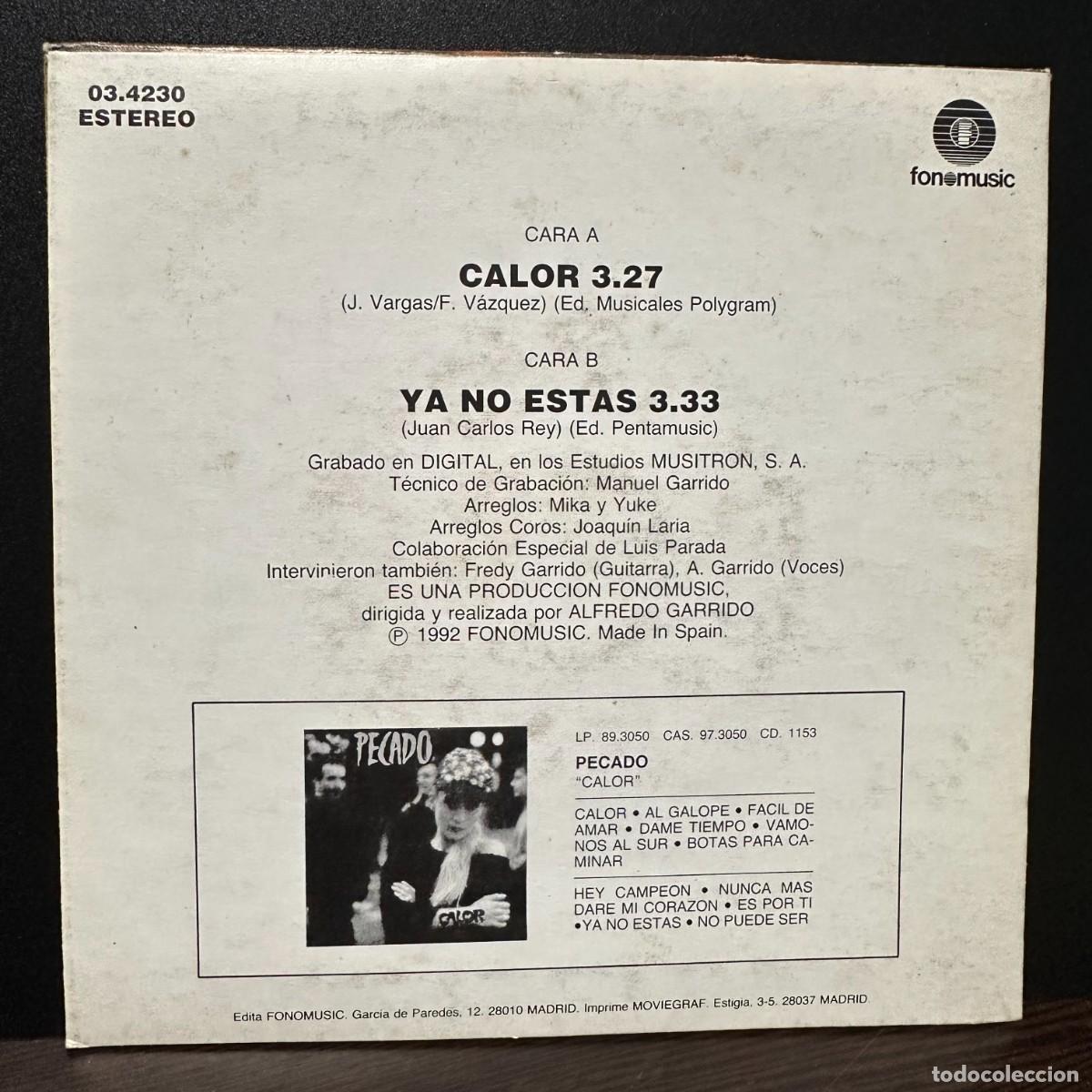 Discos de vinilo: Pecado - Calor (7&rdquo;, Single) - Foto 2