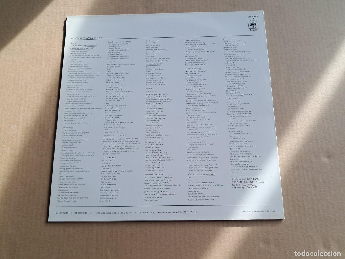 Discos de vinilo: SIMON & GARFUNKEL - BOOKENDS LP 1982 - Foto 3