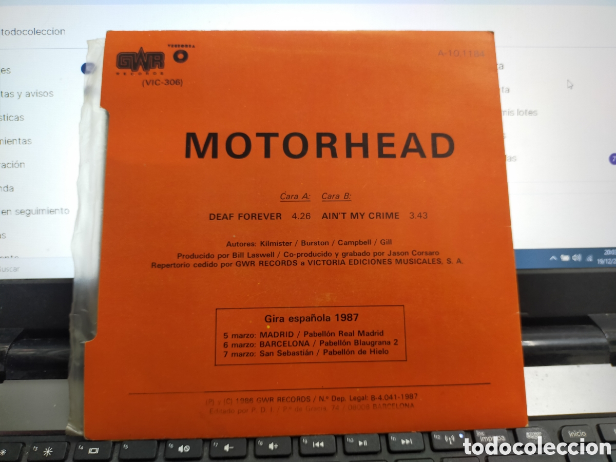 Discos de vinilo: Motorhead single deaf forever Espa&ntilde;a 1987 - Foto 2