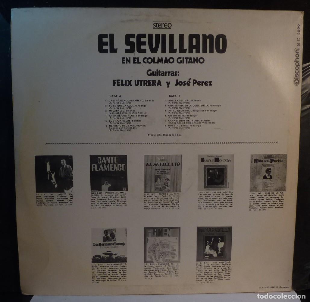 Discos de vinilo: EL SEVILLANO // EN EL COLMAO GITANO // 1971 // LP - Foto 2