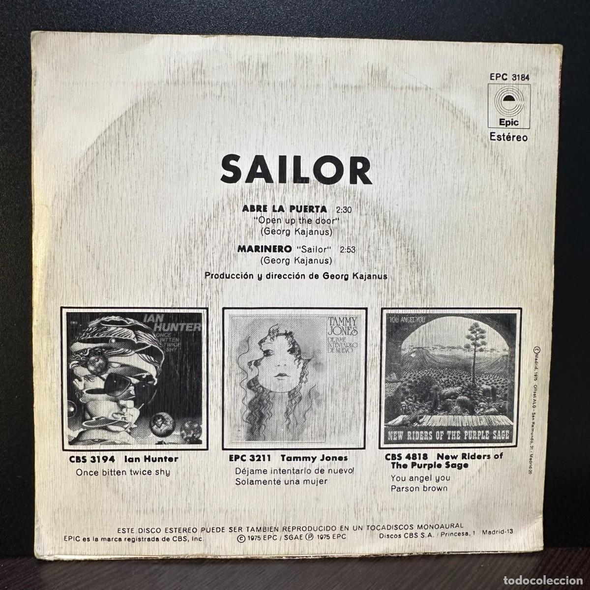 Discos de vinilo: Sailor - Abre La Puerta (7&rdquo;, Single) - Foto 2