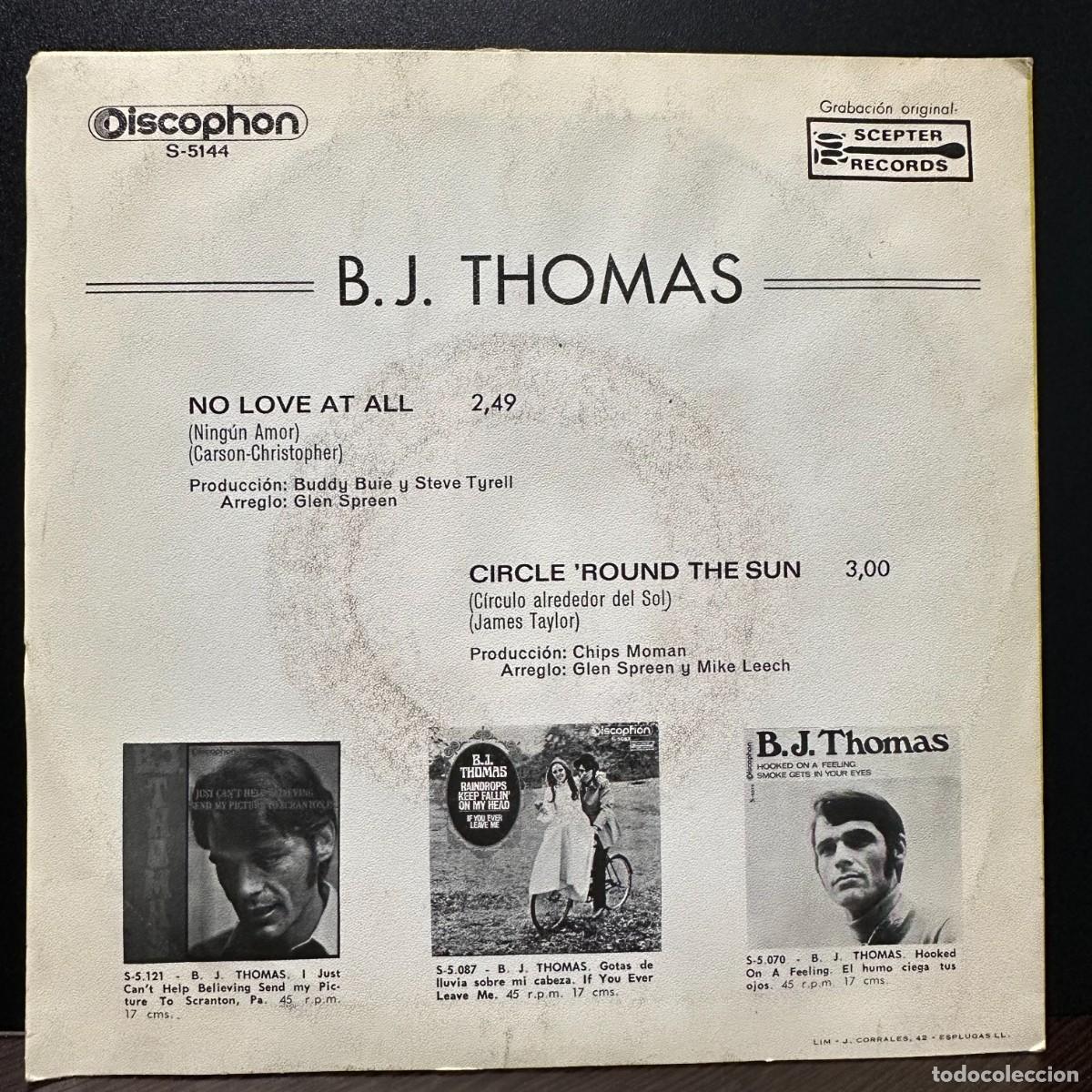 Discos de vinilo: B.J. Thomas - No Love At All (7&rdquo;) - Foto 2