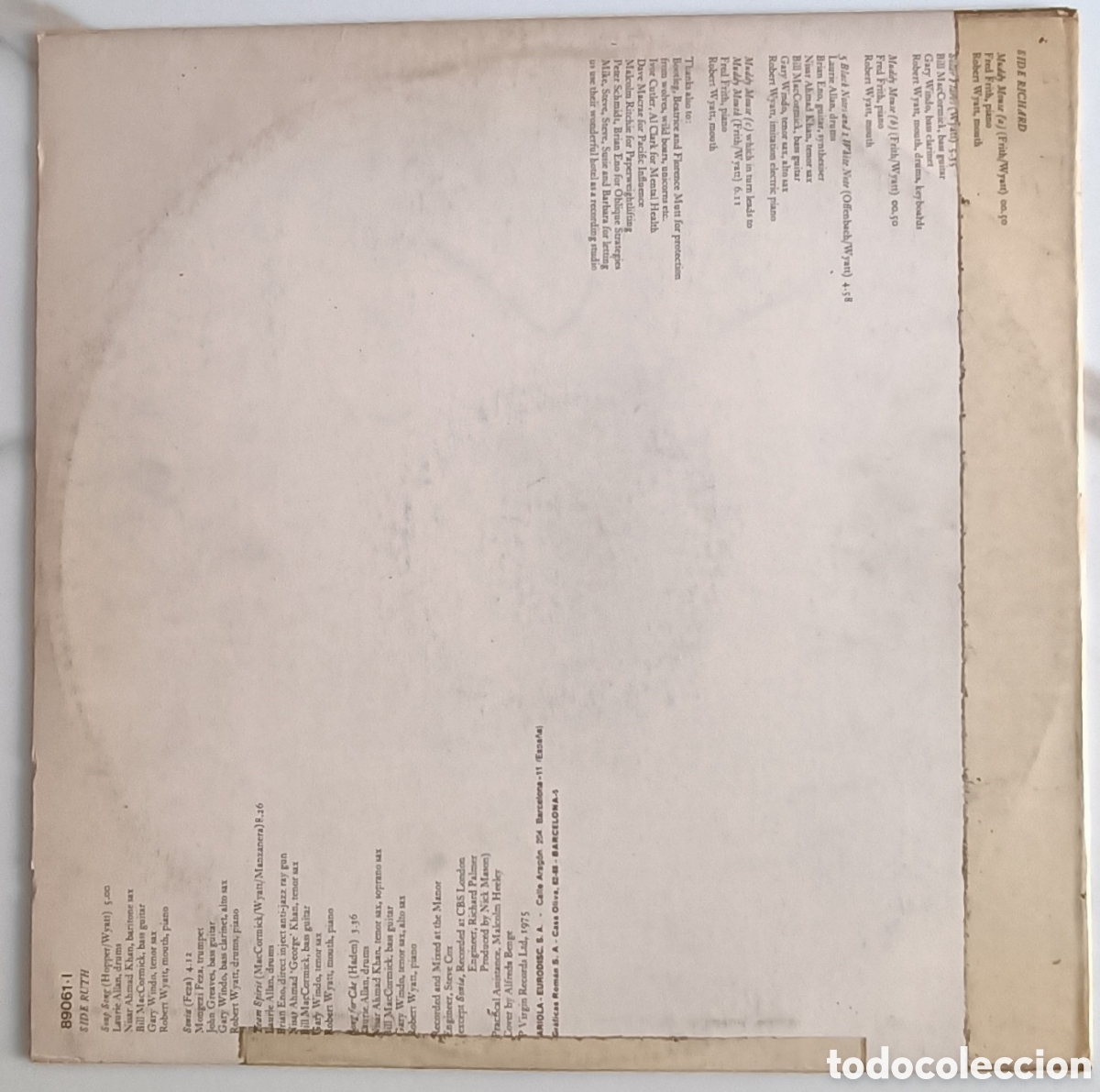 Discos de vinilo: Robert Wyatt - Ruth is stranger than Richard - Foto 2