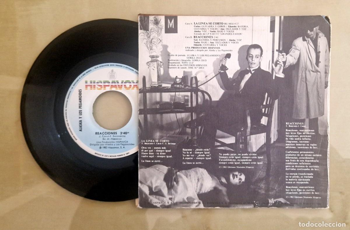 Discos de vinilo: ALASKA Y LOS PEGAMOIDES - LA L&Iacute;NEA SE CORT&Oacute; 1982 (HISPAVOX) - Foto 3