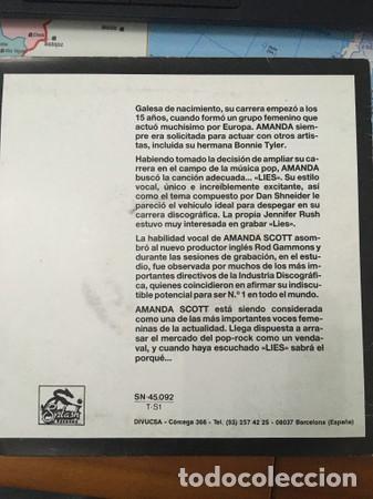 Discos de vinilo: Amanda Scott &ndash; Lies - Vinilo, 7&rdquo; - Foto 2