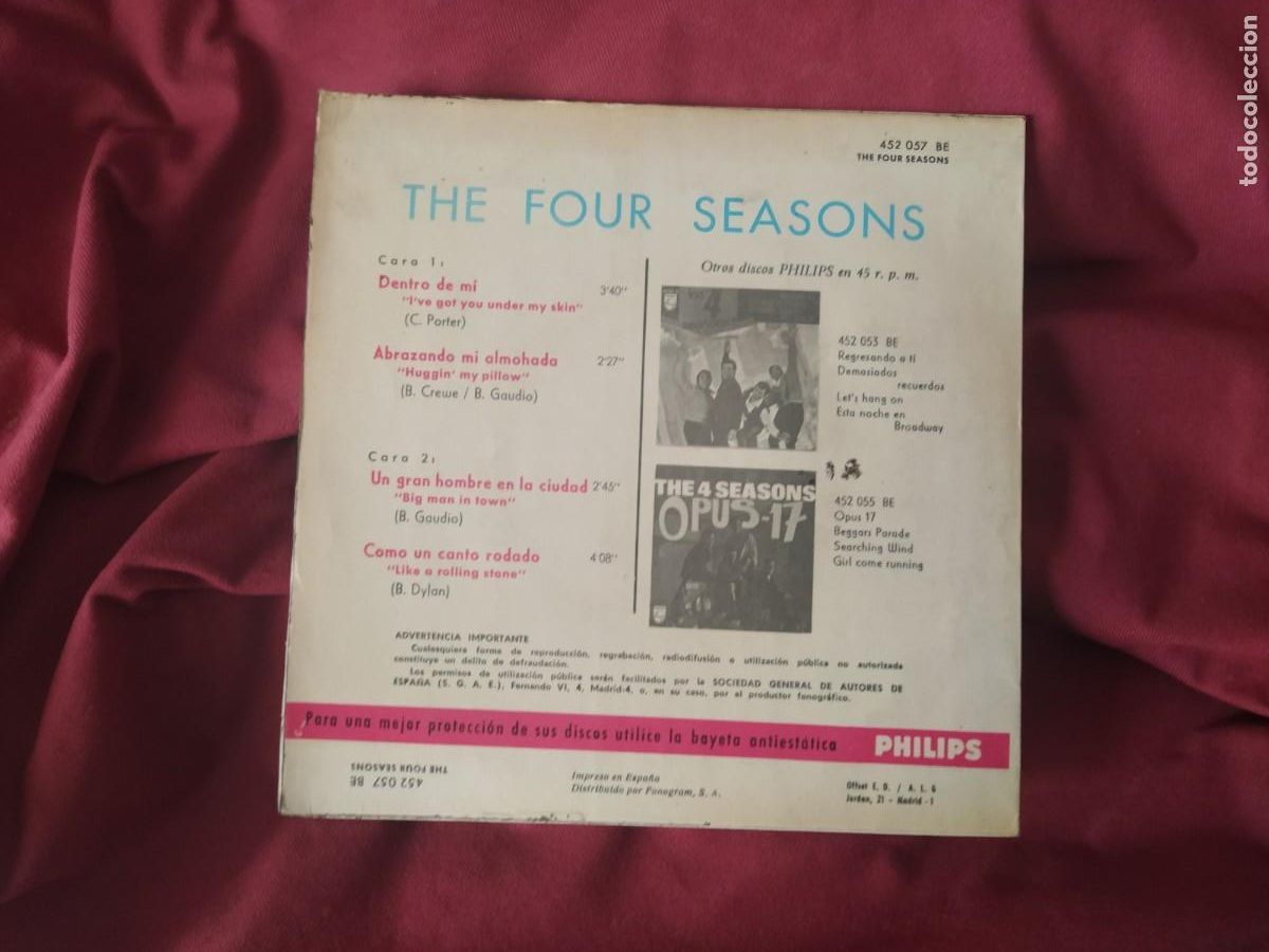 Discos de vinilo: The Four Seasons &ndash;Dentro de m&iacute;; +3 EP sps - Foto 2