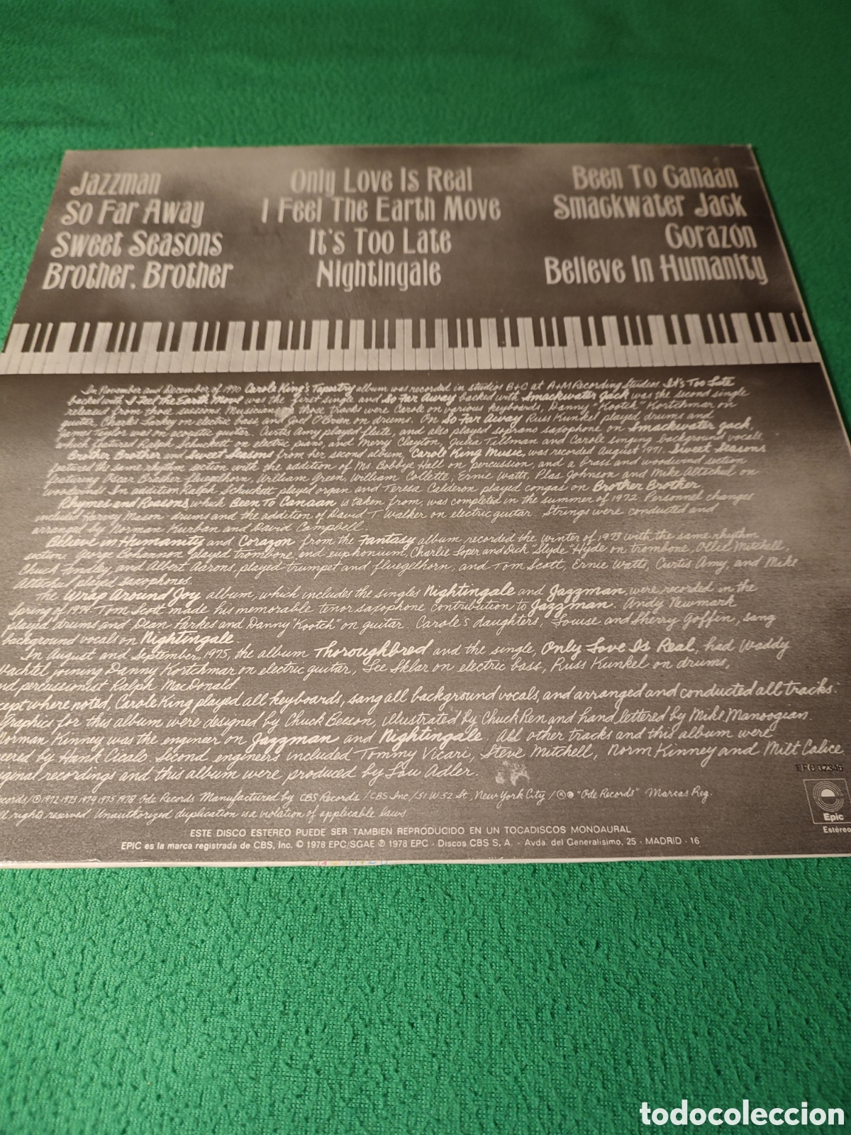 Discos de vinilo: Carole King - Sus mas grandes &eacute;xitos - Foto 2