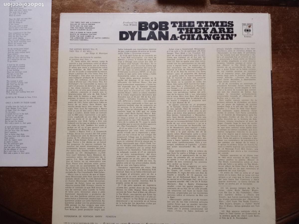Discos de vinilo: Bob Dylan - the times they are changing - Foto 2