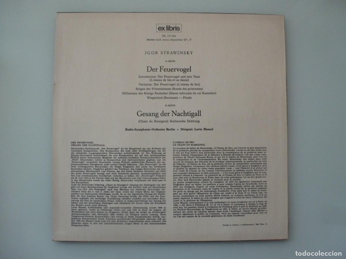 Discos de vinilo: STRAVINSKY - DER FEUERVOGEL - LORIN MAAZEL (LP EX LIBRIS AUSTRIA) COMO NUEVO - Foto 2