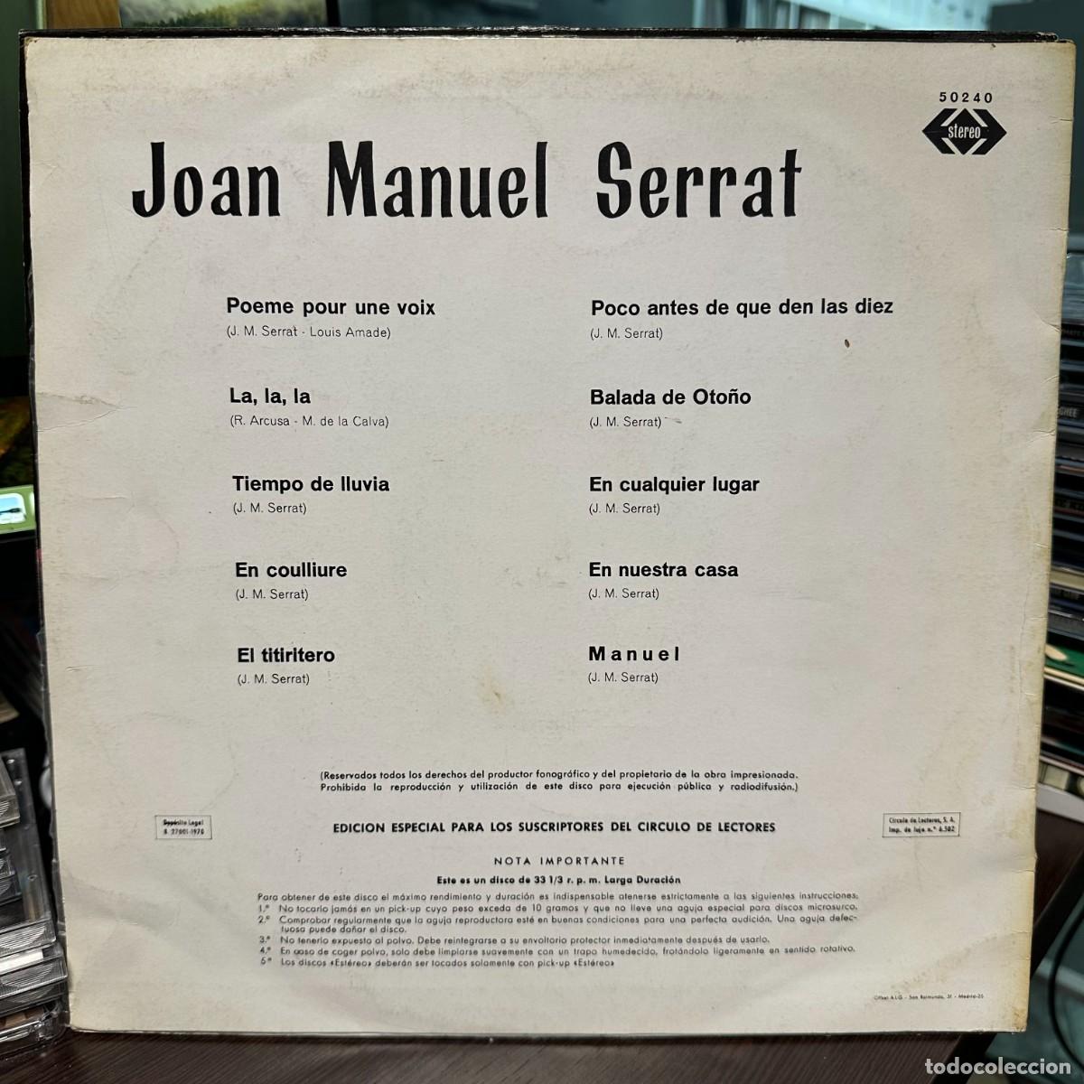 Discos de vinilo: Joan Manuel Serrat - Joan Manuel Serrat (LP, Comp) - Foto 2