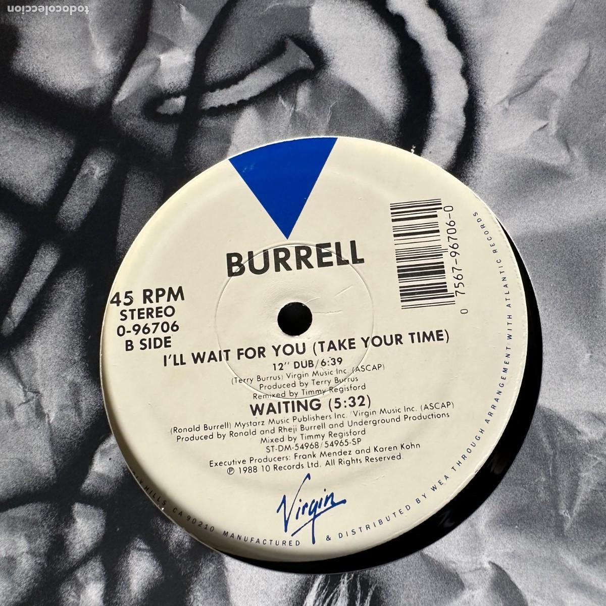 Discos de vinilo: Burrell - Ill Wait For You (Take Your Time) (12&rdquo;) - Foto 2