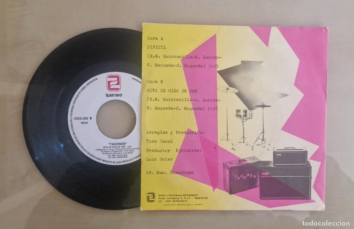Discos de vinilo: TACONES - DIF&Iacute;CIL 1981 Single (SER DISCO) - Foto 2