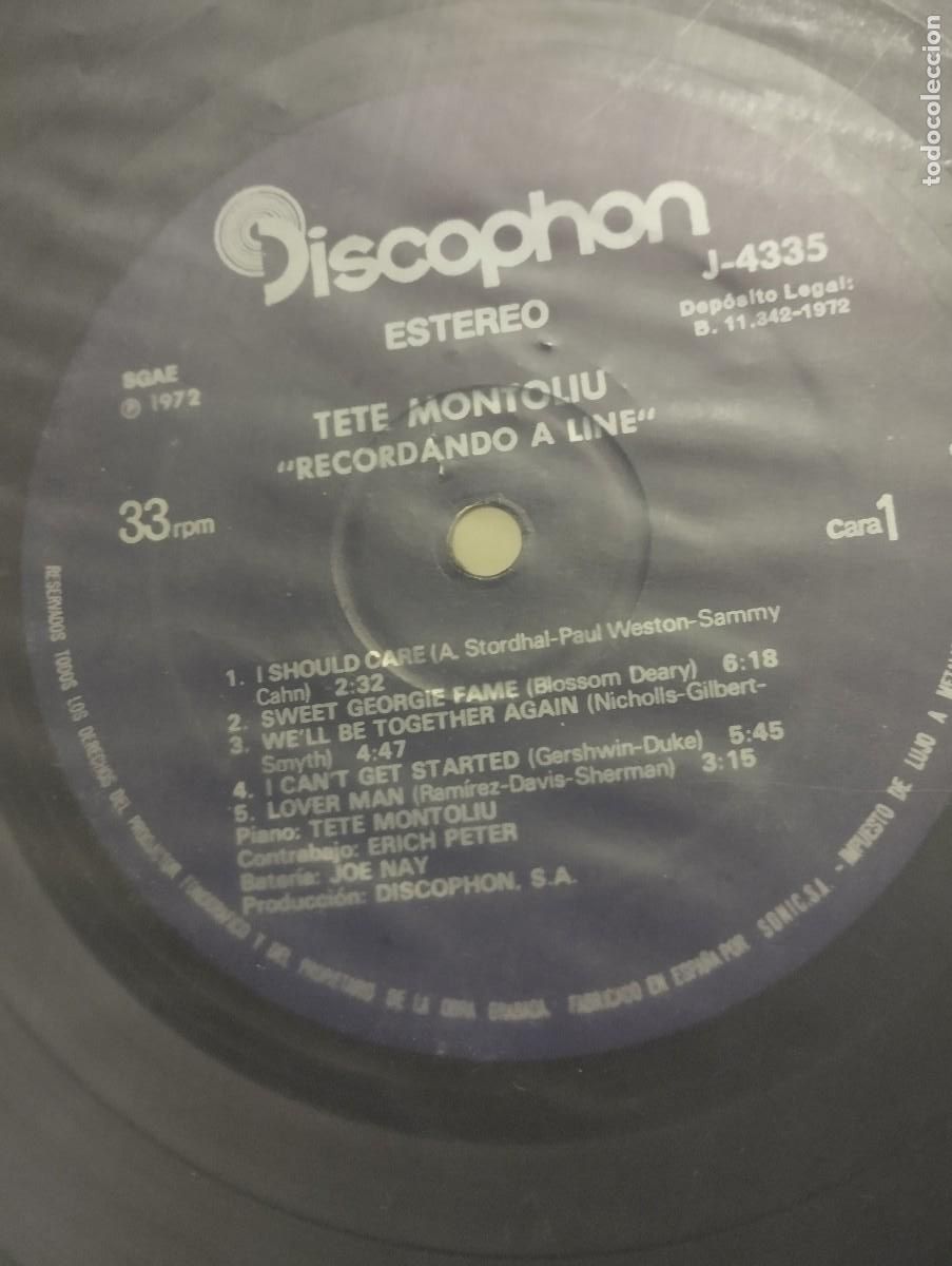Discos de vinilo: Tete Montoliu Lp Recordando a Line - Foto 2
