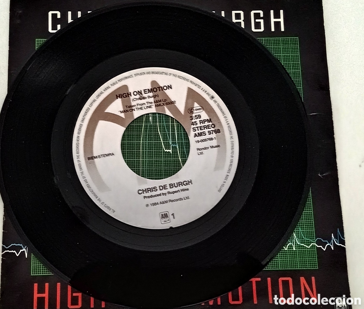 Discos de vinilo: CHRIS DE BURGH - High on emotion (1984) single vinilo 7&rdquo; - Foto 4